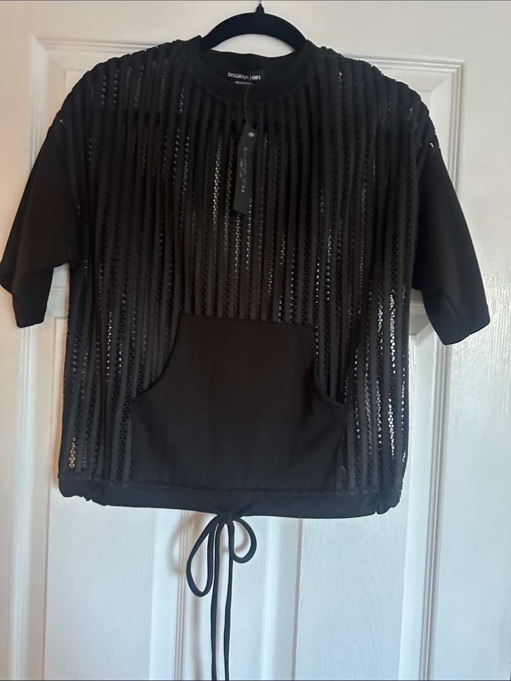 Brooklyn Isles  Black mixed material Drawstring Top